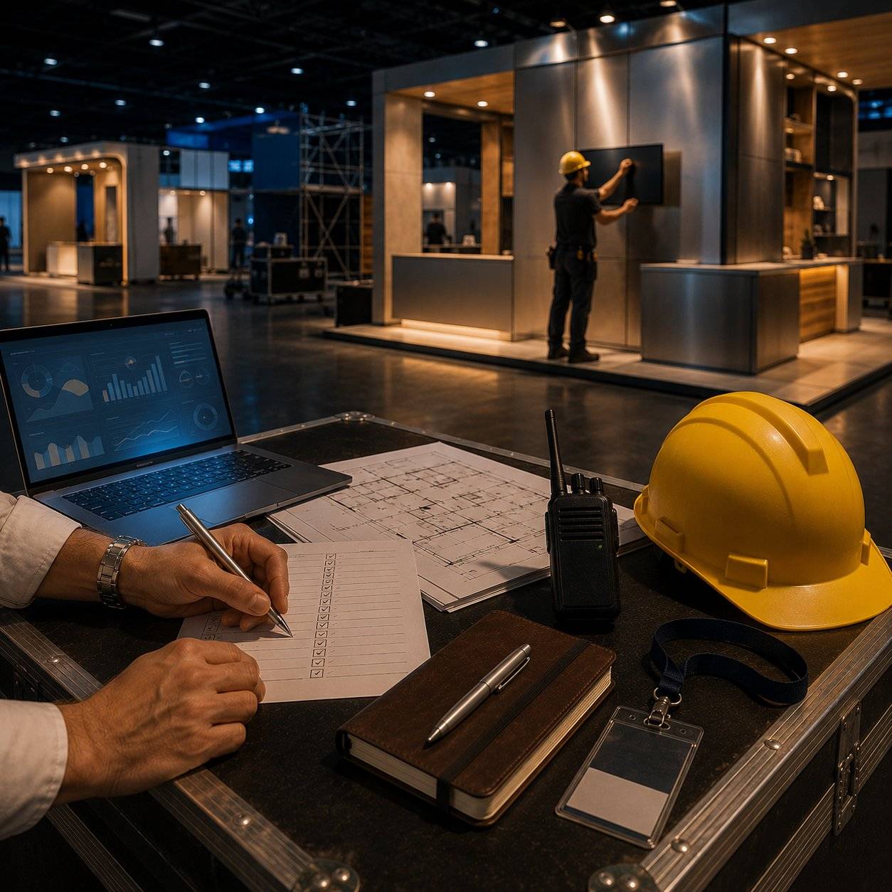 Event support — operational planning at an exhibition stand setup